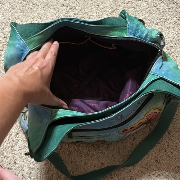 Anuschka Summer Wings Large Triple Compartment Hobo genuine leather - Picture 4 of 9